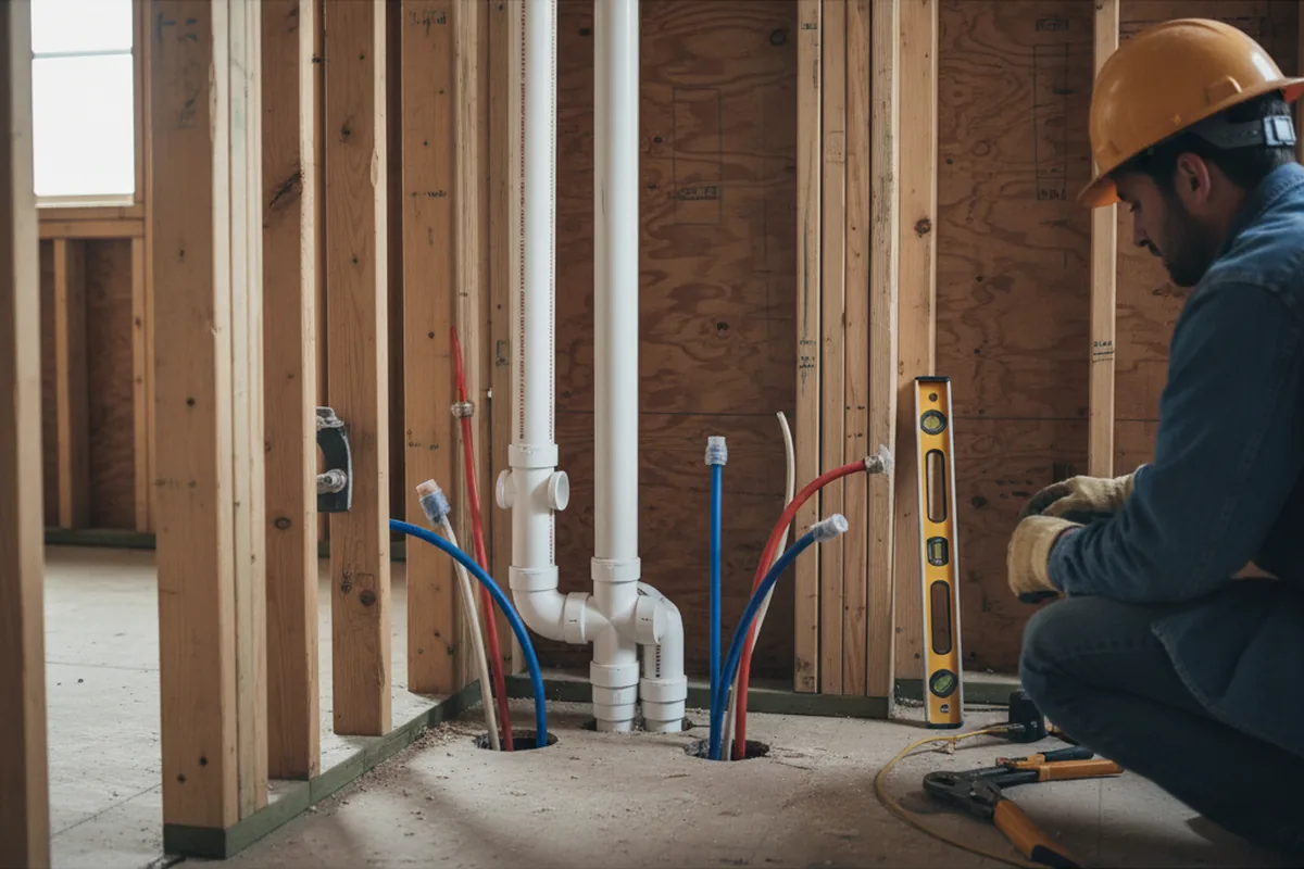 Drain and supply rough-in during Sump Pump Repair in Shreve